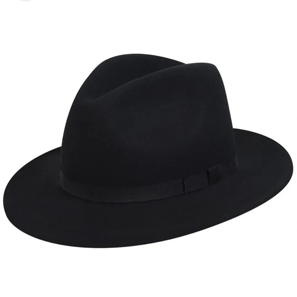 Country Gentleman Accessories - Country Gentleman Wilton Gentle Felt 100% Black Wool Fedora Hat - Size M